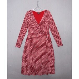Lauren Ralph Lauren Dress 6‎ Red Chain Print Faux Wrap Old Money Equestrian Tie